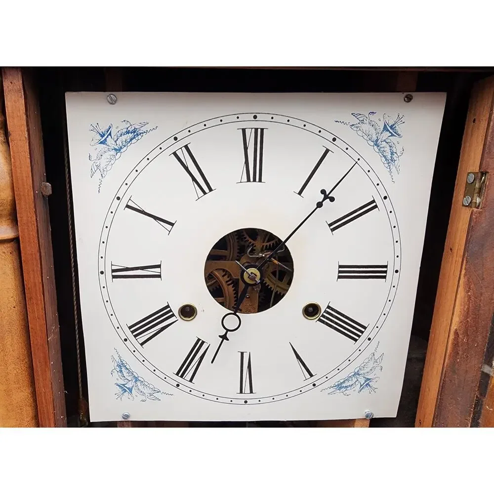 Antique Seth Thomas OG Clock w/ Andrew Jackson Glass, Key & Pendulum